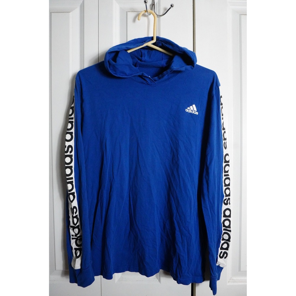 Boys Adidas Hoodie XL 18/20 Sportswear Logo Tape Blue